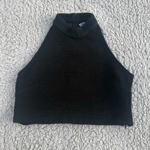 Zara black high neck crop top - Picture 1 of 3